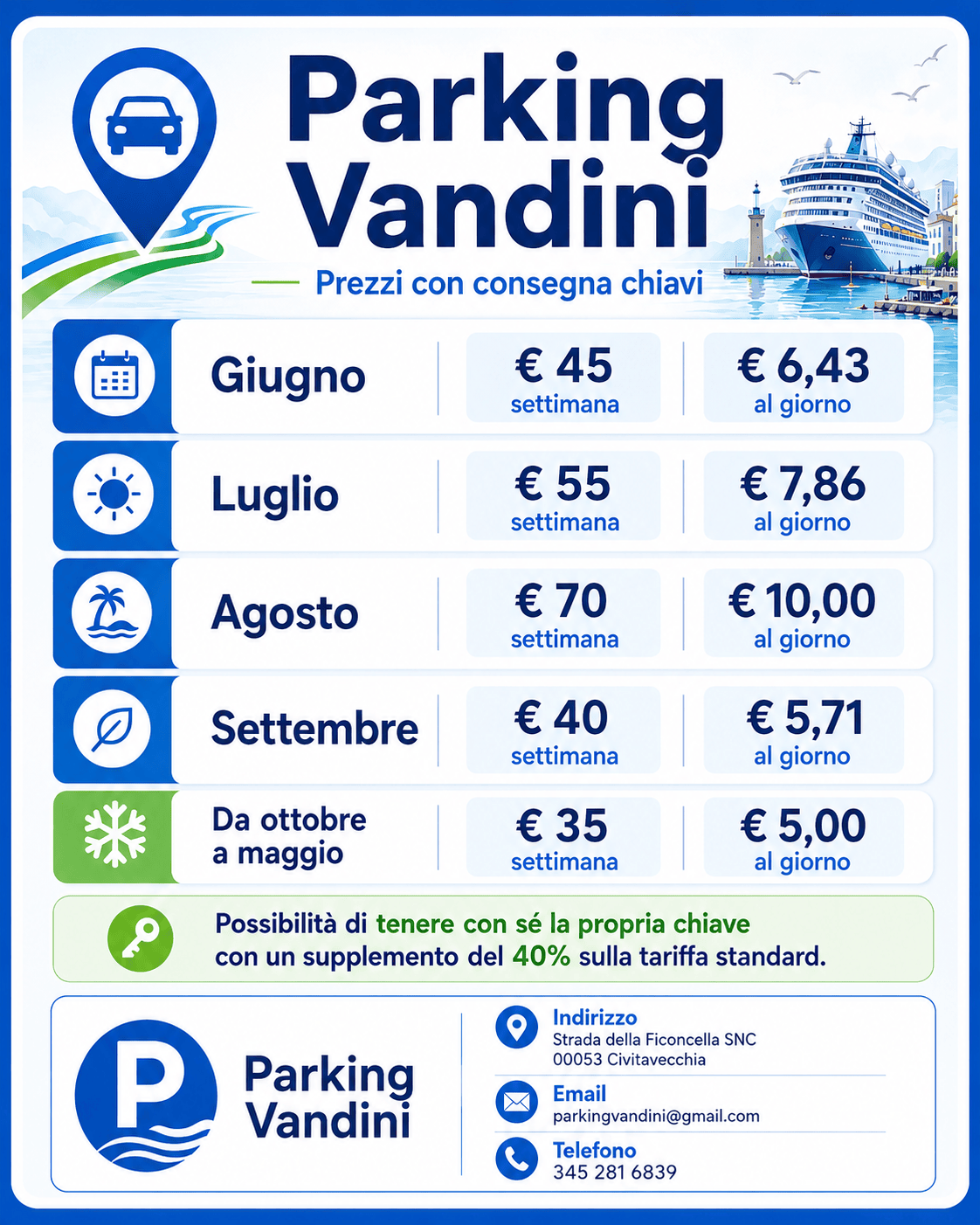 Tariffe Parking Vandini a Civitavecchia